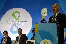 World Water Council Governor Torkil Jonch Clausen launches the challenge paper Revitalizing #IWRM for the 2030 agenda during the high-level panel at the 8th World Water Forum, Brasilia, Brazil, 20 March 